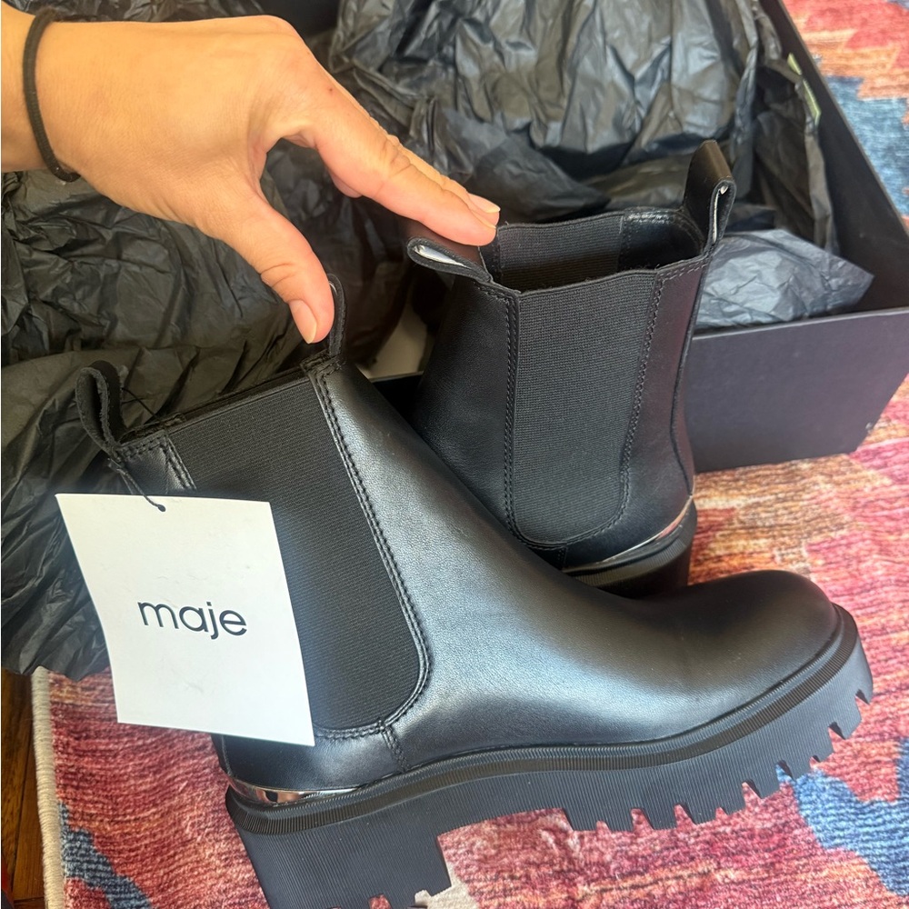 Maje Sleek Black Ankle Booties